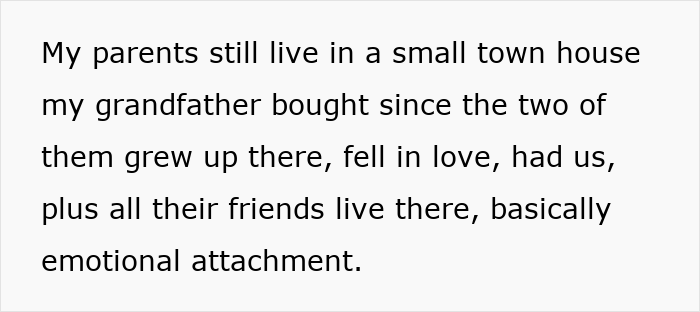 Text discussing emotional attachment to a small town house and family history in relation to future in-laws and prenup demands.