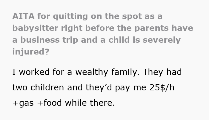 Text excerpt from a babysitter&rsquo;s story about rude rich folks firing her with false accusations before a missed business trip.