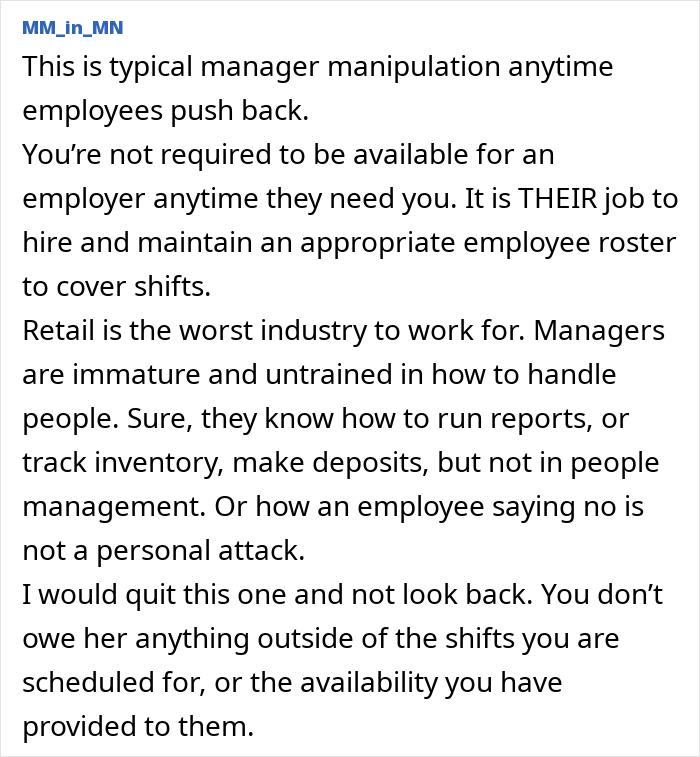 &ldquo;I'm Paid $15/h&rdquo;: Manager Fails To Guilt-Trip Worker On Day Off After Cutting Team By Half