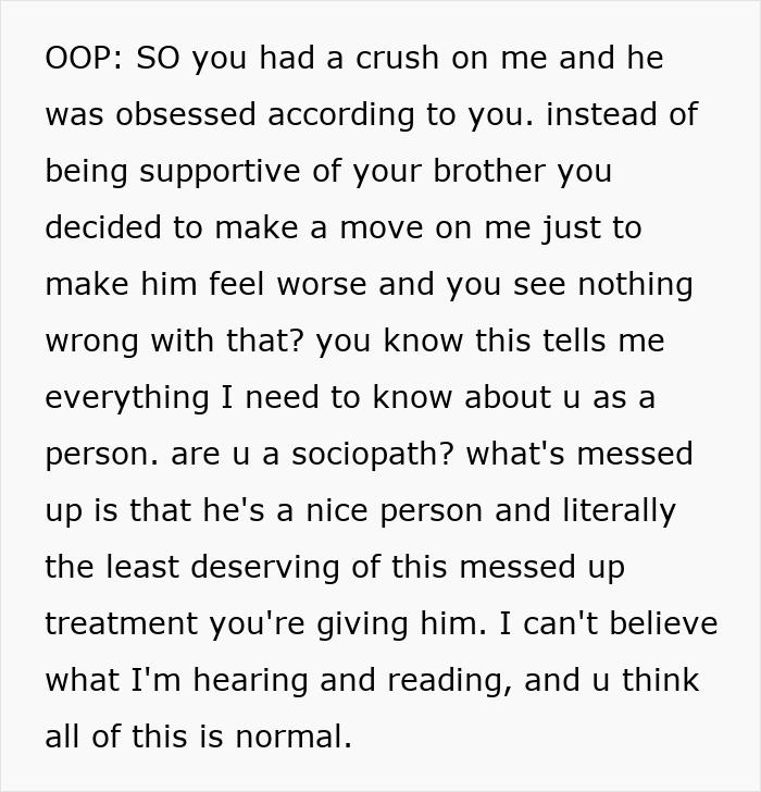 Text message exchange showing a boyfriend admitting his girlfriend was a sibling rivalry trophy before she breaks up and cuts ties. Text message exchange showing a boyfriend admitting his girlfriend was a sibling rivalry trophy before she breaks up and cuts ties.
