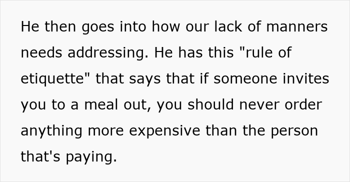Woman Shocked As Dad Complains About Her Daughter Ordering Expensive Meal While He Was Paying