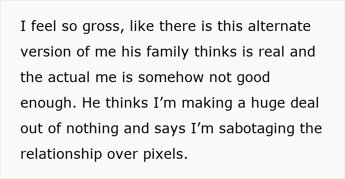 Alt text: Person feeling upset while boyfriend editing face on every photo, causing relationship tension over edited images Alt text: Person feeling upset while boyfriend editing face on every photo, causing relationship tension over edited images