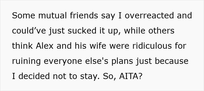 Text excerpt from a friend explaining a dispute over not removing shoes due to a medical condition at a friend’s house. Text excerpt from a friend explaining a dispute over not removing shoes due to a medical condition at a friend’s house.