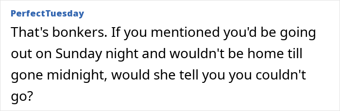 Text message conversation expressing disbelief over a boss blocking a woman’s Tenerife vacation due to concerns about focus. Text message conversation expressing disbelief over a boss blocking a woman’s Tenerife vacation due to concerns about focus.