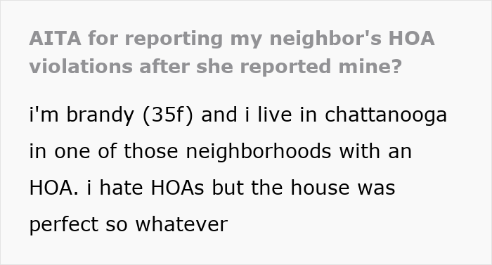 Screenshot of an online post discussing HOA disputes over grass height and neighbor retaliation with rules and measurements.