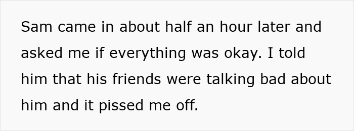 Text message conversation showing someone upset that their immature guy's friends talk bad about him after testing his new girlfriend.