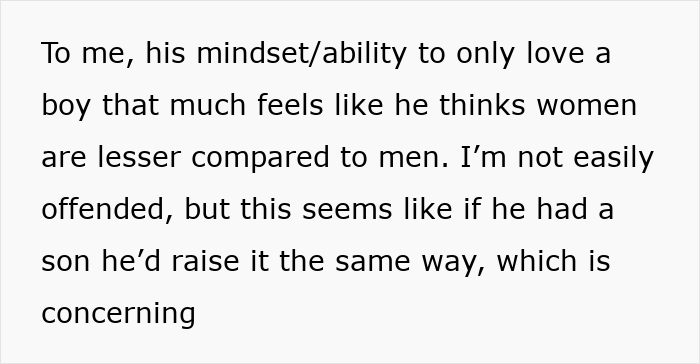 Text expressing concern over boyfriend’s mindset of only loving boys and its impact on future kids and relationships. Text expressing concern over boyfriend’s mindset of only loving boys and its impact on future kids and relationships.