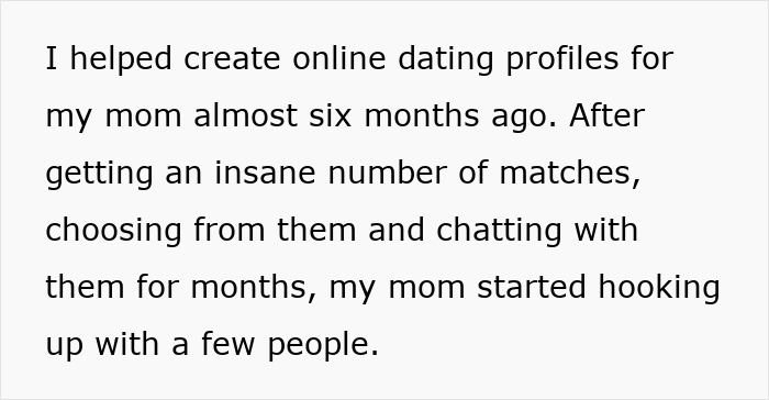 Text explaining online dating success and open marriage regrets involving admirers knocking.