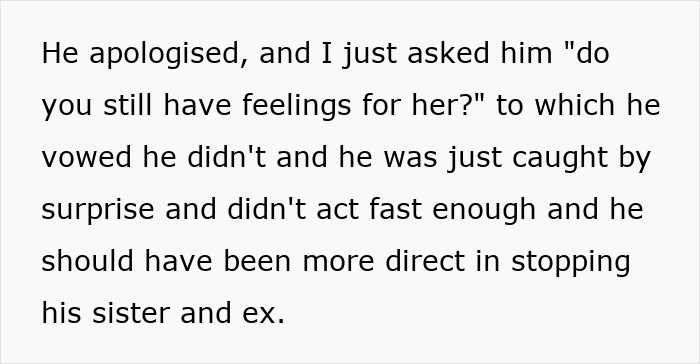 Text excerpt discussing a lady attempting to drive a wedge between brother and his wife to help her bestie.