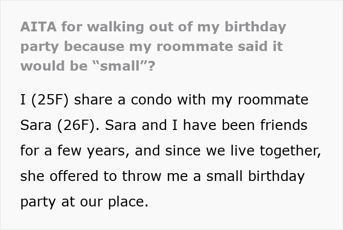Anxious birthday girl surprised by roommate with large party of 50 guests, walks out in disbelief at the celebration.