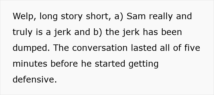 Text excerpt describing an immature guy being tested by his friends, revealing his past actions with many girls.