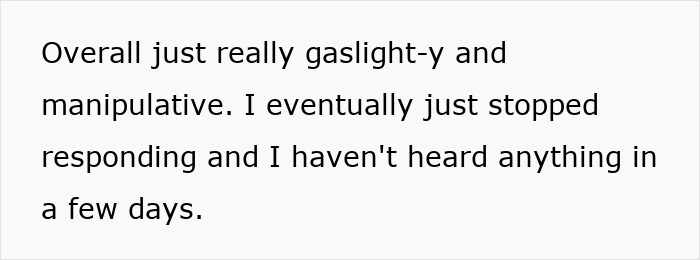Text stating experience with gaslighting and manipulation after suspecting a guy lying about attending medical school.
