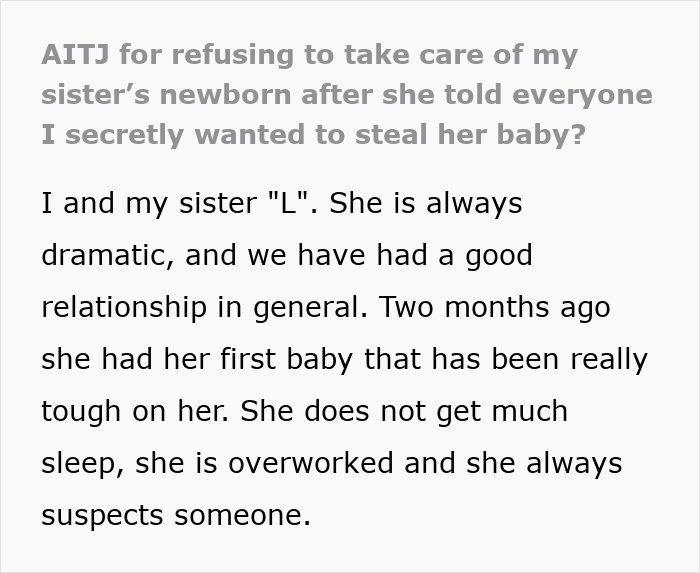 Text post discussing conflict about sibling refusing newborn nephew care due to misunderstandings and strained family relationship. Text post discussing conflict about sibling refusing newborn nephew care due to misunderstandings and strained family relationship.