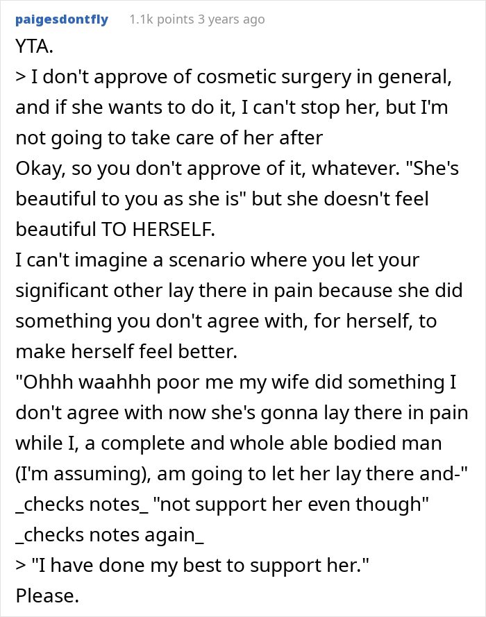 Person reading a phone text message about refusing help to recover from cosmetic surgery while sitting on a bench outdoors