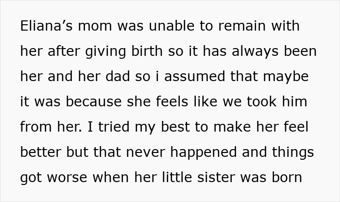 Text excerpt about a teen’s ongoing hostility toward stepmom and family tensions escalating at dad’s birthday party.
