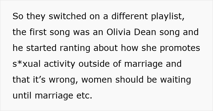 Text excerpt highlighting a religious man pushing beliefs on coworkers, causing workplace tension and frustration. Text excerpt highlighting a religious man pushing beliefs on coworkers, causing workplace tension and frustration.