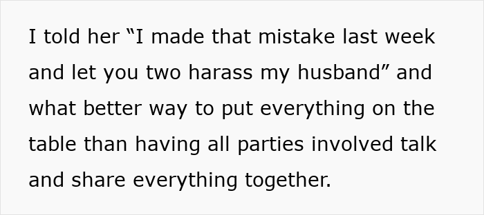 Text excerpt discussing a lady trying to drive a wedge between brother and wife to help her bestie get him back.