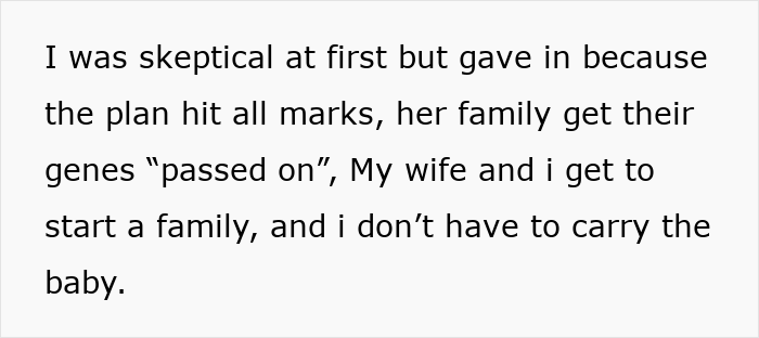 Text snippet about IVF and family planning, discussing skepticism and helping sister-in-law conceive using IVF. Text snippet about IVF and family planning, discussing skepticism and helping sister-in-law conceive using IVF.