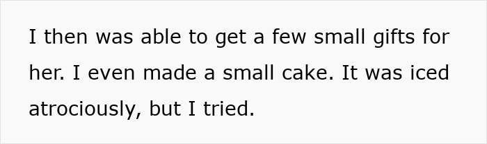 Grieving dad tries to make daughter’s birthday special with small gifts and a homemade cake despite mocking from SIL.