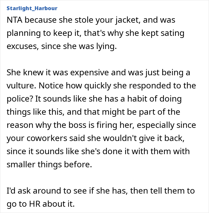 Coworker “Forgets” To Bring Woman’s Jacket For Weeks, Learns She Picked The Wrong Person To Mess With Coworker “Forgets” To Bring Woman’s Jacket For Weeks, Learns She Picked The Wrong Person To Mess With