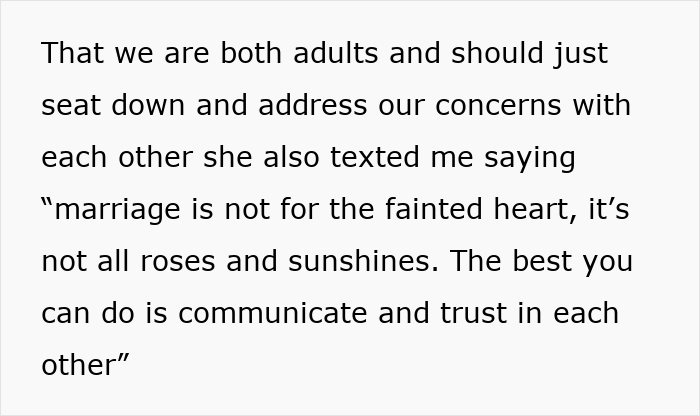 Text excerpt discussing marriage challenges and the importance of communication and trust between spouses.