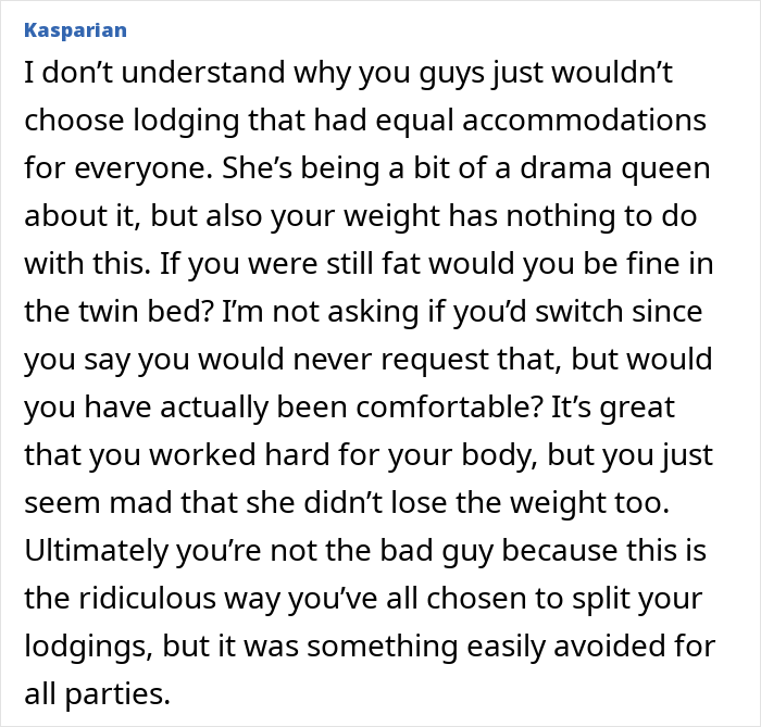 Obese Woman Turns To Friend Asking To Switch B&B Rooms, Ends Up Sobbing Instead Obese Woman Turns To Friend Asking To Switch B&B Rooms, Ends Up Sobbing Instead