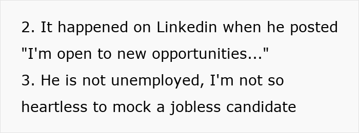 Text excerpt from LinkedIn post about a worker ignoring career advice who becomes helpful after being jobless.