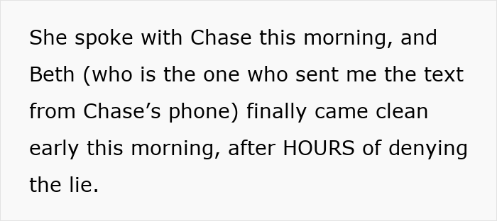 Text message revealing sister confronted brother about the lie after hours of denial, sister revealed dead brother lie exposed.