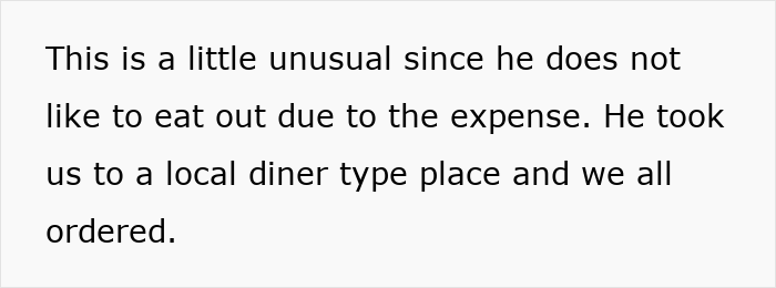 Woman Shocked As Dad Complains About Her Daughter Ordering Expensive Meal While He Was Paying