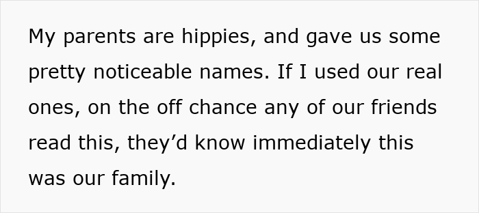 Text excerpt about family and noticeable names, highlighting a sister revealed dead brother lie context.