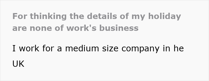 Woman’s Tenerife vacay blocked by boss over concerns about sun, sand, and cocktails affecting her work focus. Woman’s Tenerife vacay blocked by boss over concerns about sun, sand, and cocktails affecting her work focus.