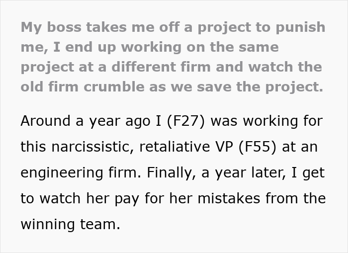 Woman Resigns After Being Removed From A Project, Watches Company Crumble Down At Her New Job Woman Resigns After Being Removed From A Project, Watches Company Crumble Down At Her New Job