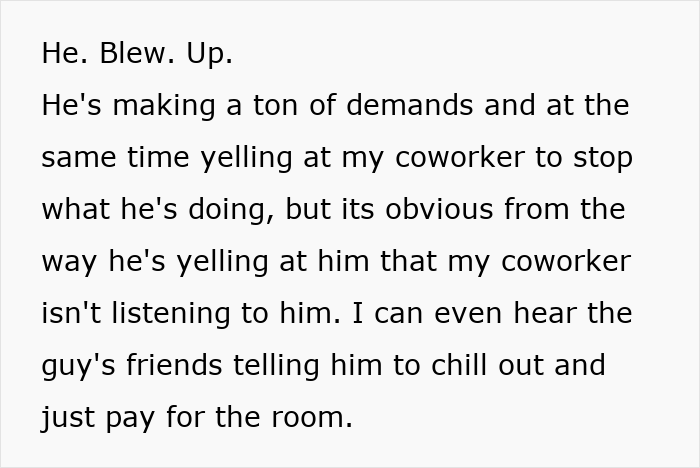 Hotel employee confronting guest’s cheating gold digger boyfriend while asserting her power in the situation.