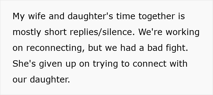Man feeling hurt as wife ignores 10-year-old daughter, prioritizing work over family and causing emotional distance. Man feeling hurt as wife ignores 10-year-old daughter, prioritizing work over family and causing emotional distance.