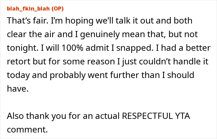 Text excerpt from online forum post discussing a lady telling her grandkid she looks like a bull with her nose ring.