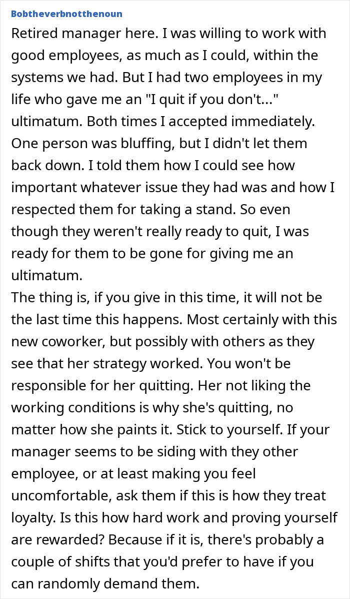 New Hire Demands Woman&rsquo;s Hard-Earned Schedule, Threatens To Quit When Denied
