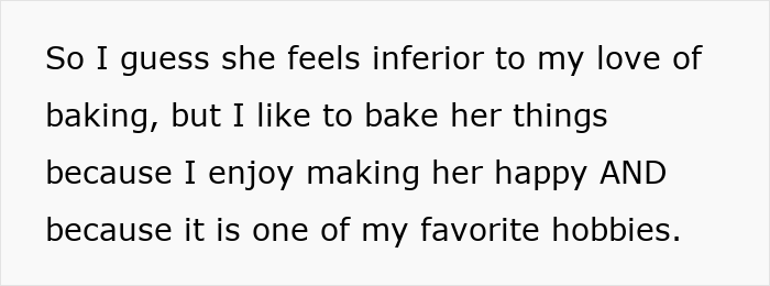 Text showing a man explaining his passion for baking pastries and how it affects his relationship. Text showing a man explaining his passion for baking pastries and how it affects his relationship.