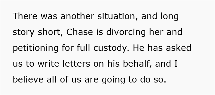 Text on white background describing a family dispute, relating to sister revealed dead brother lie and custody petition.