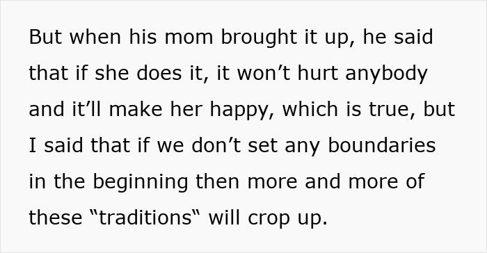 Text excerpt about setting boundaries in traditions, reflecting pregnant woman demand husband respect in family discussions.