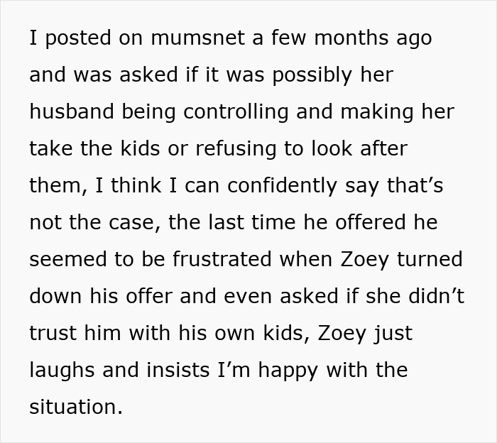 Text post from a mum explaining her husband’s frustration about their 8YO girl going everywhere with her mom and talking to strangers.