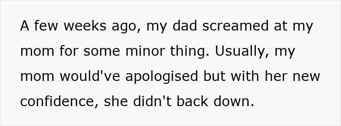 Text on screen about a confident wife standing up to her husband, related to average 41YO forcing hot 39YO wife into an open marriage.