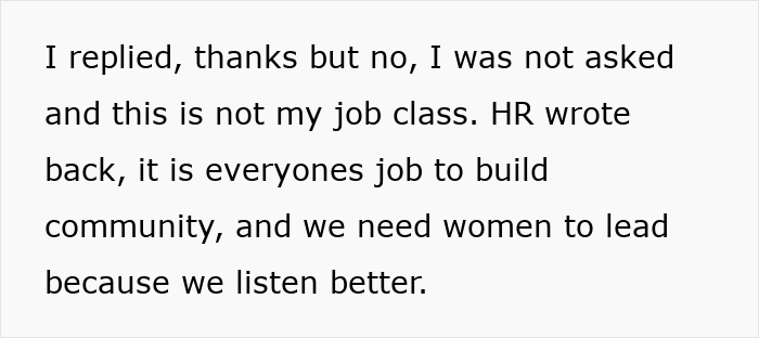 Text message exchange about an analyst refusing to stock snacks and plan parties, and HR blaming her for ruining the vibe.